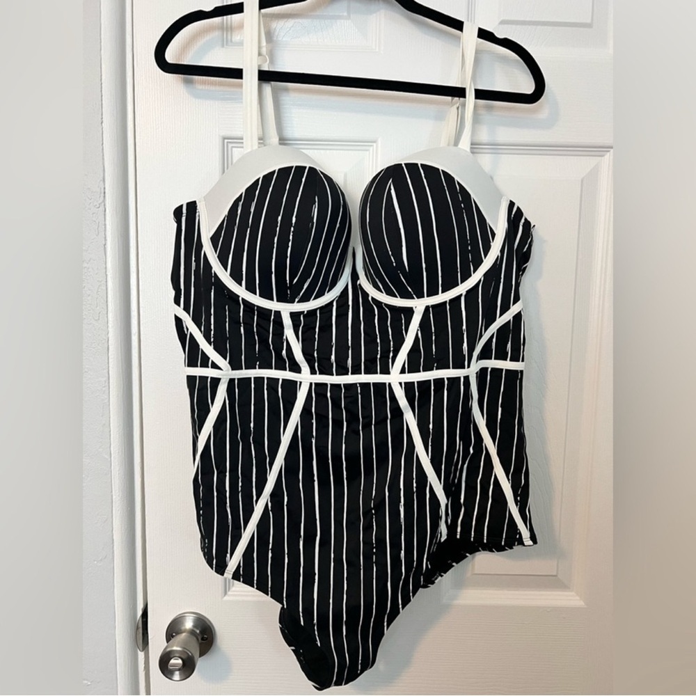 Jack Skellington Black and White Striped Swimsuit
